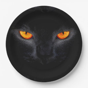 HalloweenpapierTeller/schwarze Katze Pappteller