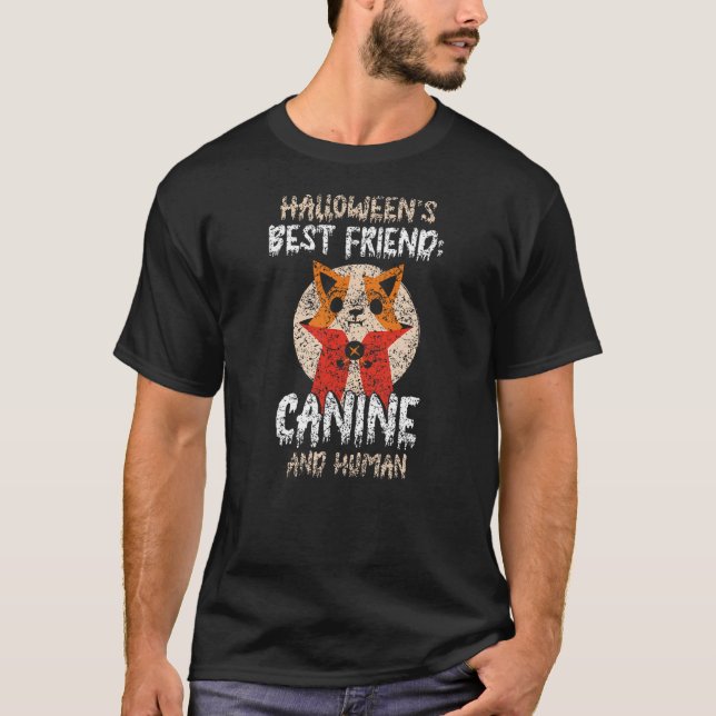 Halloween's Best Friend Canine And Human Cute Hall T-Shirt (Vorderseite)