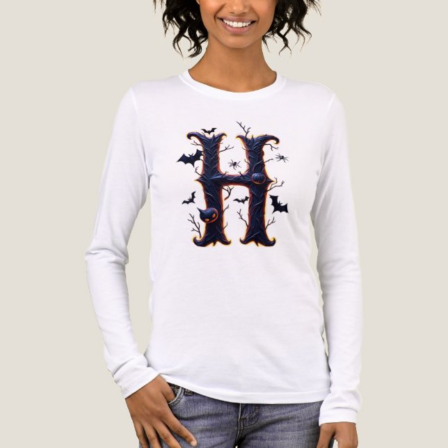 Halloween's Initial: The Spooky Letter H Tri-Blend Shirt (Vorderseite)