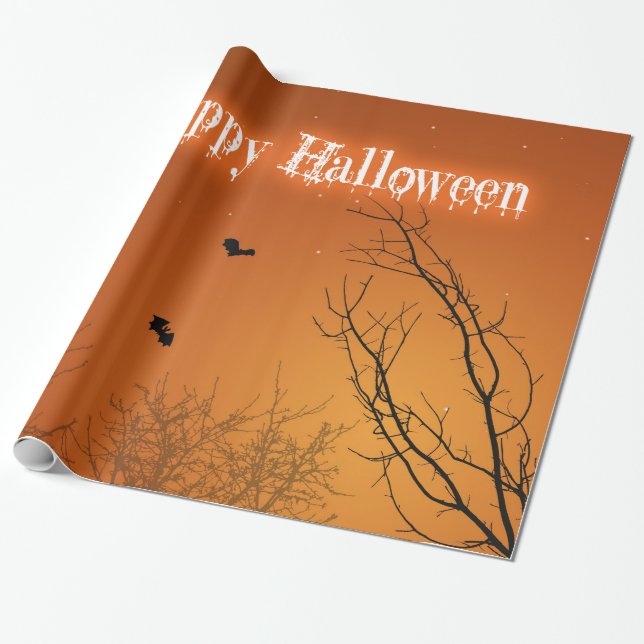 Halloweenschläger und -bäume geschenkpapier (Ungerollt)