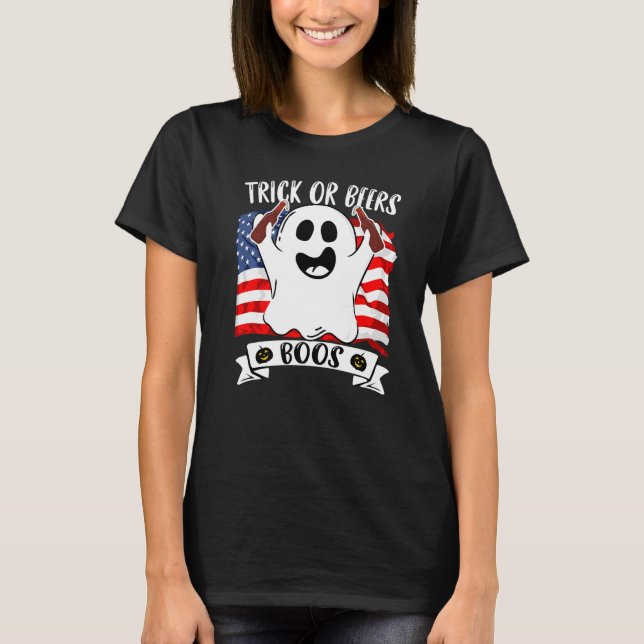 Halloweentrick oder Bier Drink Party Gespenst Cost T-Shirt (Vorderseite)