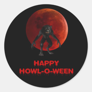 HalloweenWerewolf Lycan rotes Blut-Mond-Bratenfett Runder Aufkleber