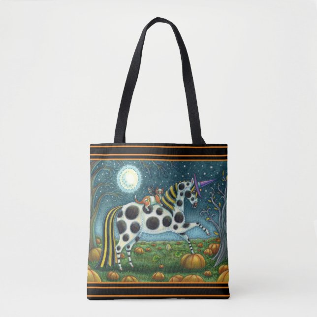 HALLOWEER GEPUNKTETER PONY UND BAT CAT Whimsical H (Vorderseite)