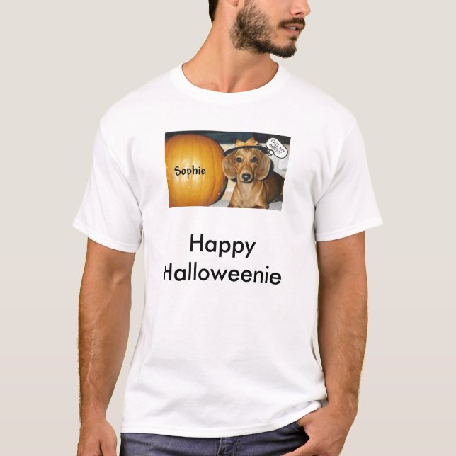 HALLOWEINIE (2), glückliches Halloweenie T-Shirt (Vorderseite)