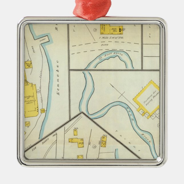 Hallowell, Kennebec County und Maine 3 Ornament Aus Metall (Vorne)