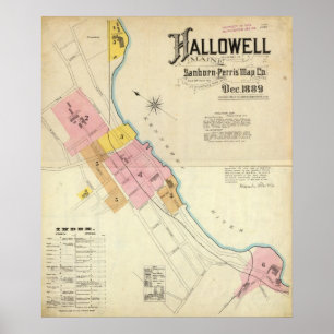 Hallowell, Kennebec-Landkreis und Maine Poster