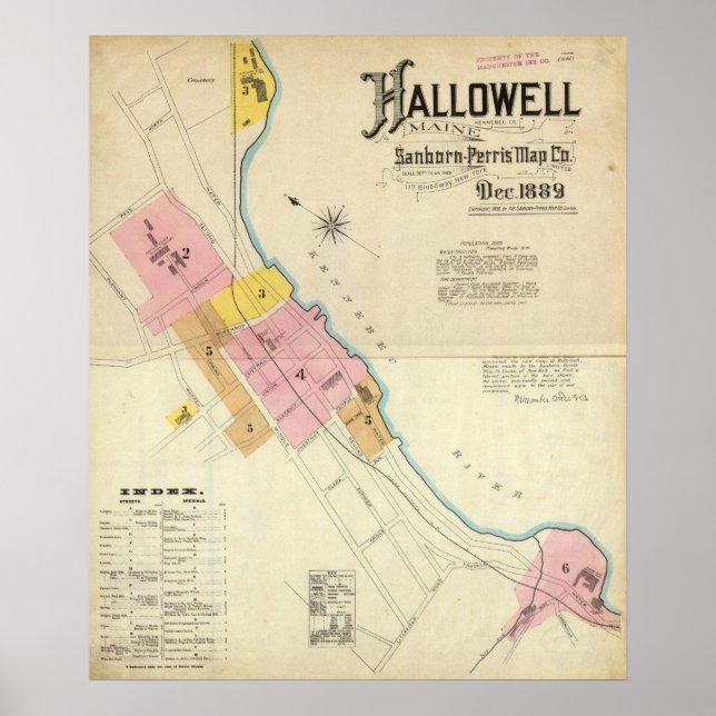 Hallowell, Kennebec-Landkreis und Maine Poster (Vorne)