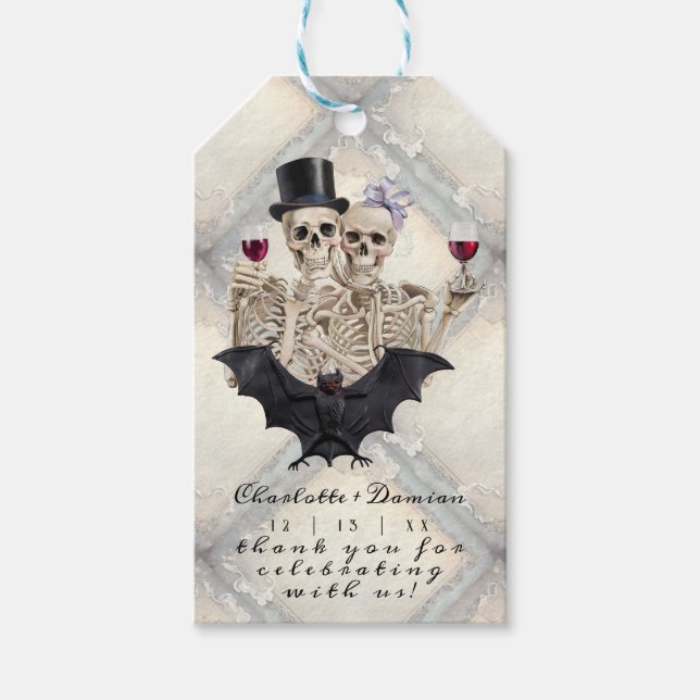 Hallowen Gothic Skulls Tarot The Lovers Wedding Geschenkanhänger (Vorderseite)