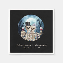 Hallowen Gothic Skulls Tarot The Lovers Wedding Serviette