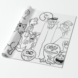 HALLOWEN HAND DRAWN MONSTER Wrapping Paper Geschenkpapier