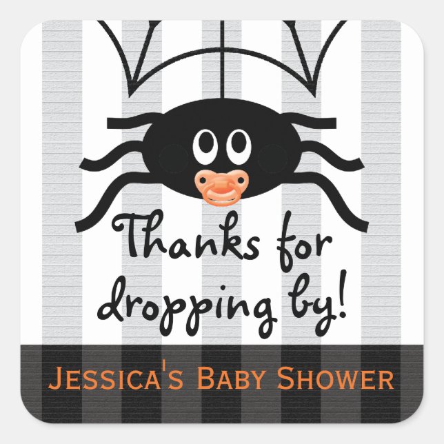 Hallowen Spider Baby Dusche Danke Stickers (Vorderseite)