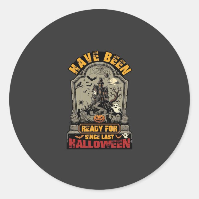 Hallowen Spukhaus Grabstein Bereit Runder Aufkleber (Vorderseite)