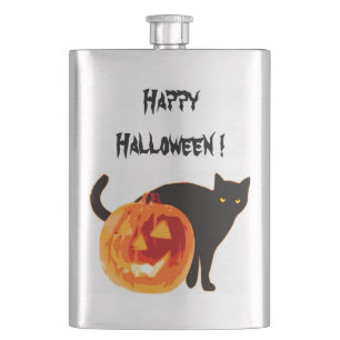 HALLOWEWEE SCHWARZE KATZE UND PUMPKIN FLACHMANN