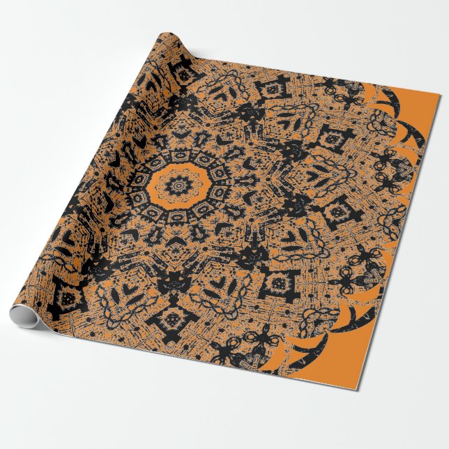 HALLOWEWEEN BLACK LACE ORANGE GIFT Wrapping Paper Geschenkpapier (Ungerollt)