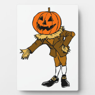 HALLOWEWEEN PUMPKIN HEAD SCARECROW PILGRIM FOTOPLATTE