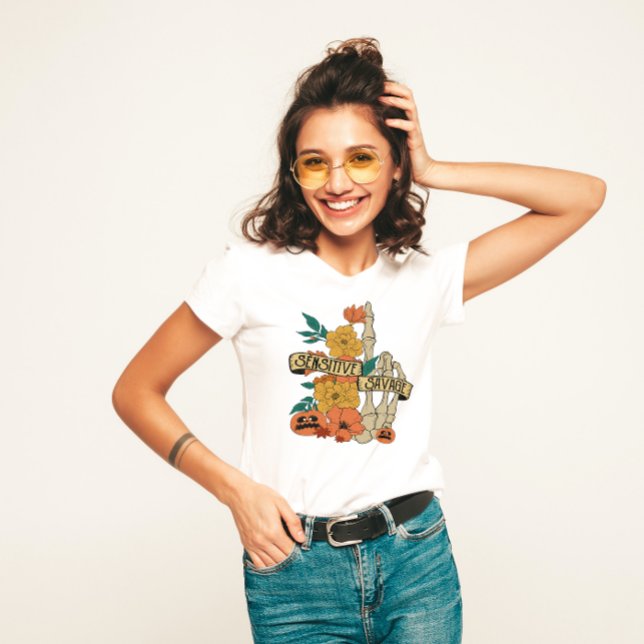 HALLOWEWEEN SENSITIVE SPARUNG SKELETON MIDDLE FING T-Shirt (Von Creator hochgeladen)