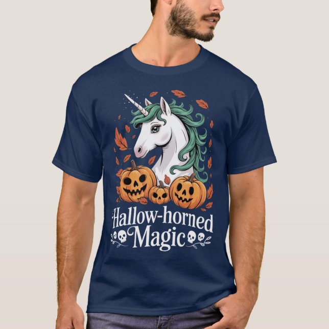 HallowHorned Magic Spooky Halloween Unicorn retro T-Shirt (Vorderseite)