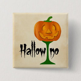 Hallowino Pumpkin Wine Glass Halloween Button