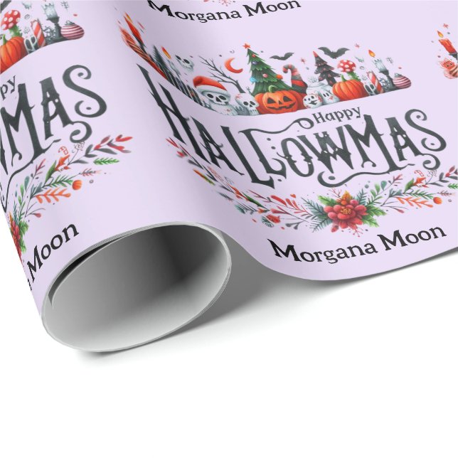 Hallowmas Giftwraween Halloween Weihnachtsmashup Geschenkpapier (Rolleneckpunkt)