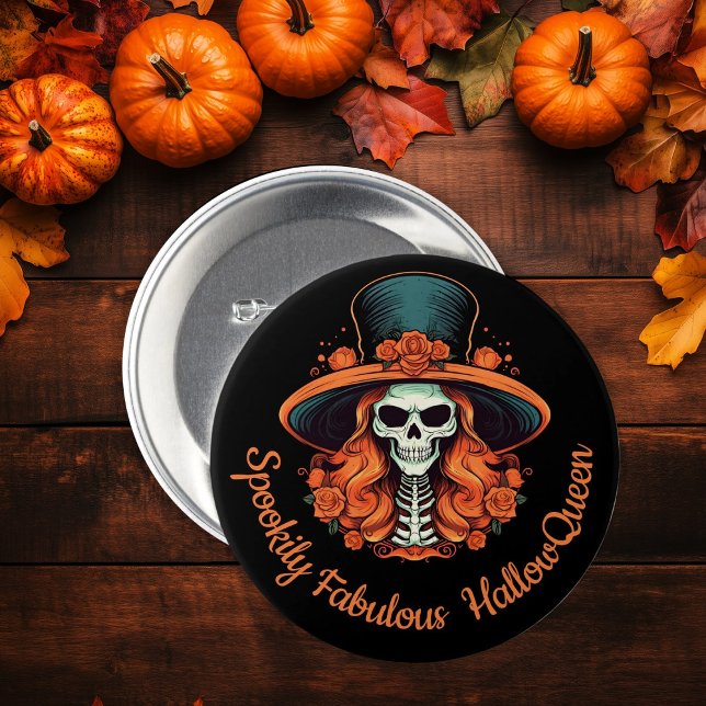 HallowQueen Witch Illustration Halloween Black Button (HallowQueen Witch Illustration Halloween Black Button)