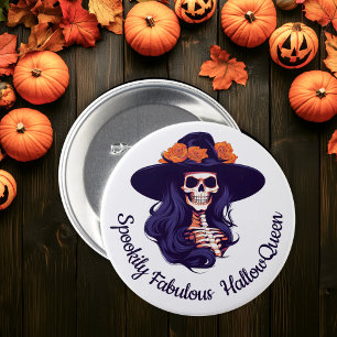 HallowQueen Witch Illustration Halloween Button