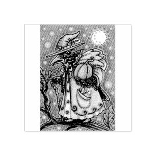 HALLOWS EVE BLACKBIRD WIZARD, HALLOWEEN RAVEN GUMMISTEMPEL