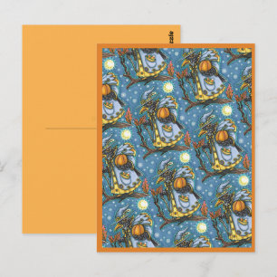 HALLOWS EVE BLACKBIRD WIZARD, HALLOWEEN RAVEN POSTKARTE