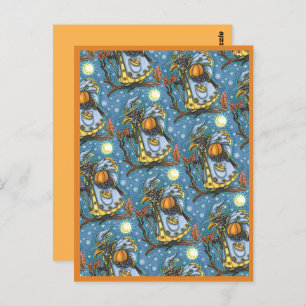 HALLOWS EVE BLACKBIRD WIZARD, HALLOWEEN RAVEN POSTKARTE