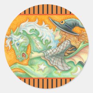 HALLOWS EVE WITCH UND HORSE STICKERS RUNDLAGE