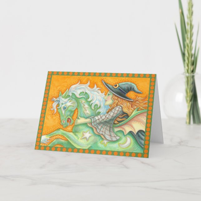 HALLOWS EVE WITCH UND PORSE GREETKARTENLÖSUNG KARTE (Vorderseite)