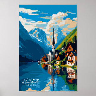 Hallstatt Austria Vintage Illustration Poster