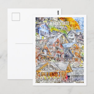 Hallstatt Österreich Berühmte Reise Wasserfarben S Postkarte