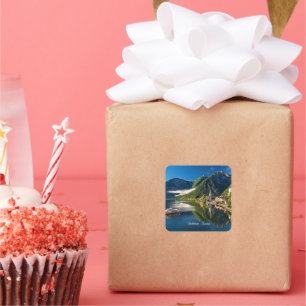 Hallstatt, Österreich landschaftliches Foto Quadratischer Aufkleber