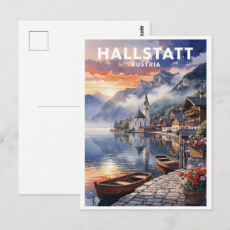 Hallstatt Österreich Vintage Reise Postkarte