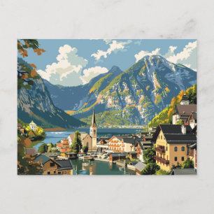 Hallstatt, Österreich Vintage Travel Postkarte