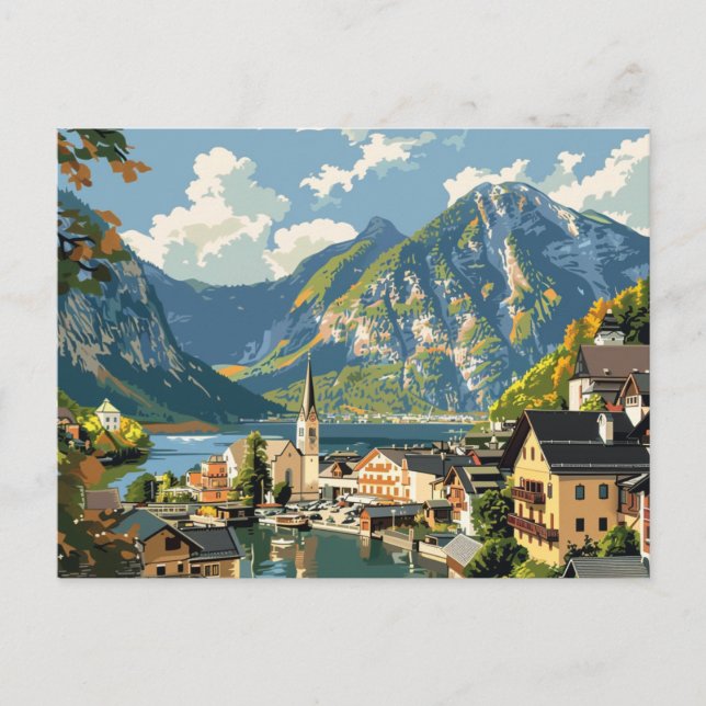 Hallstatt, Österreich Vintage Travel Postkarte (Vorderseite)