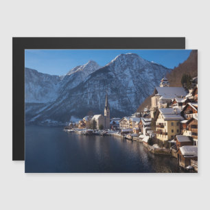 Hallstatt Stadt im Winter im Schnee Magneteinladung