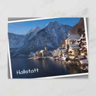 Hallstatt Stadt im Winter im Schnee Postkarte