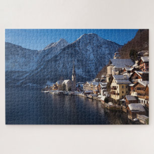 Hallstatt Stadt im Winter im Schnee Puzzle