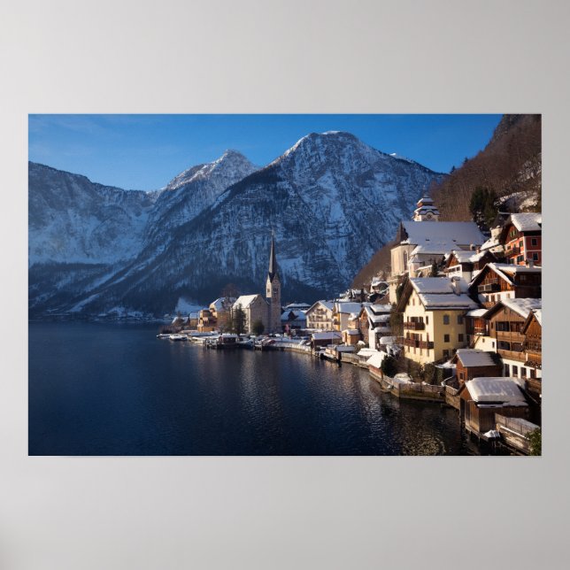 Hallstatt Stadt im Winter Poster (Vorne)