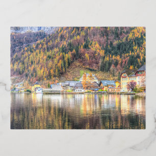 Hallstatt Village Österreich Folien Feiertagspostkarte