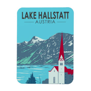 Hallstätter See Österreich Reise Kunst Vintage Magnet
