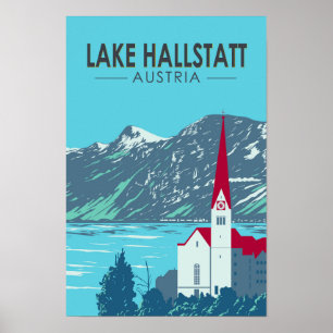 Hallstätter See Österreich Reise Kunst Vintage Poster