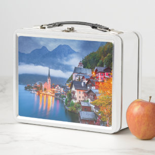 Hallsttatt Nacht Szene, Österreich Metall Brotdose