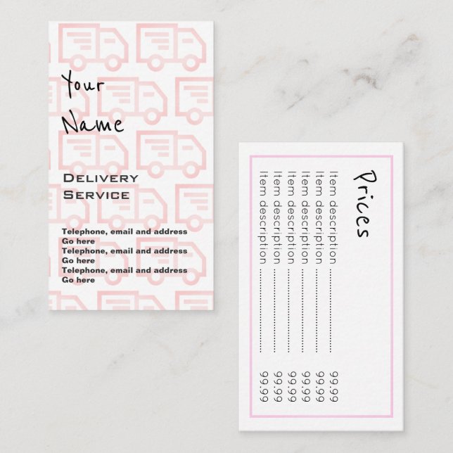 "Hallt" Lieferungs-Preis-Karten wider Visitenkarte (Vorne/Hinten)