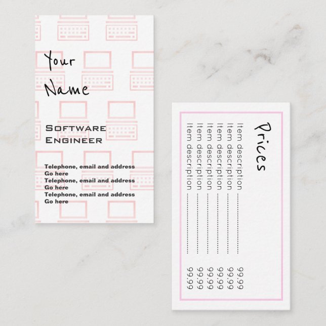 "Hallt" Software Engineer Preis-Karten wider Visitenkarte (Vorne/Hinten)