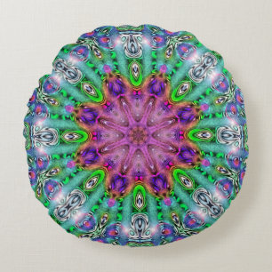 Halluzinogen-Sonnenwende-Mandala-Rundkissen Rundes Kissen