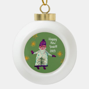 Hally Holidays Santa Claus Dekoration Keramik Kugel-Ornament