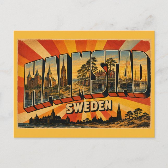 Halmstad Schweden Badeort Postkarte (Vorderseite)