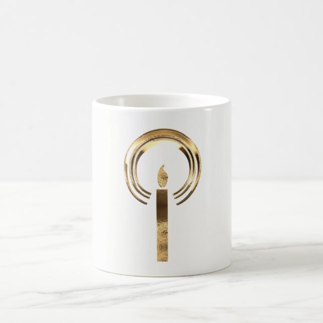 Halo around Candle Flame Elegante Gold Weihnachten Tasse (Mittel)